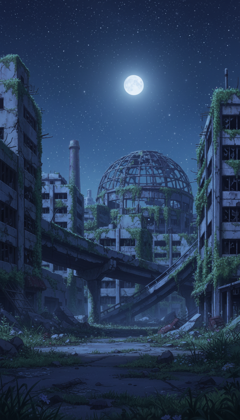 【無料配布】廃墟の背景イラスト/縦長— copainter ユーザーは商用可・無償で利用可