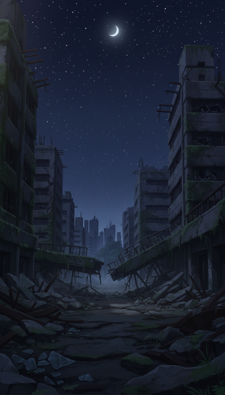 【無料配布】廃墟の背景イラスト/縦長— copainter ユーザーは商用可・無償で利用可