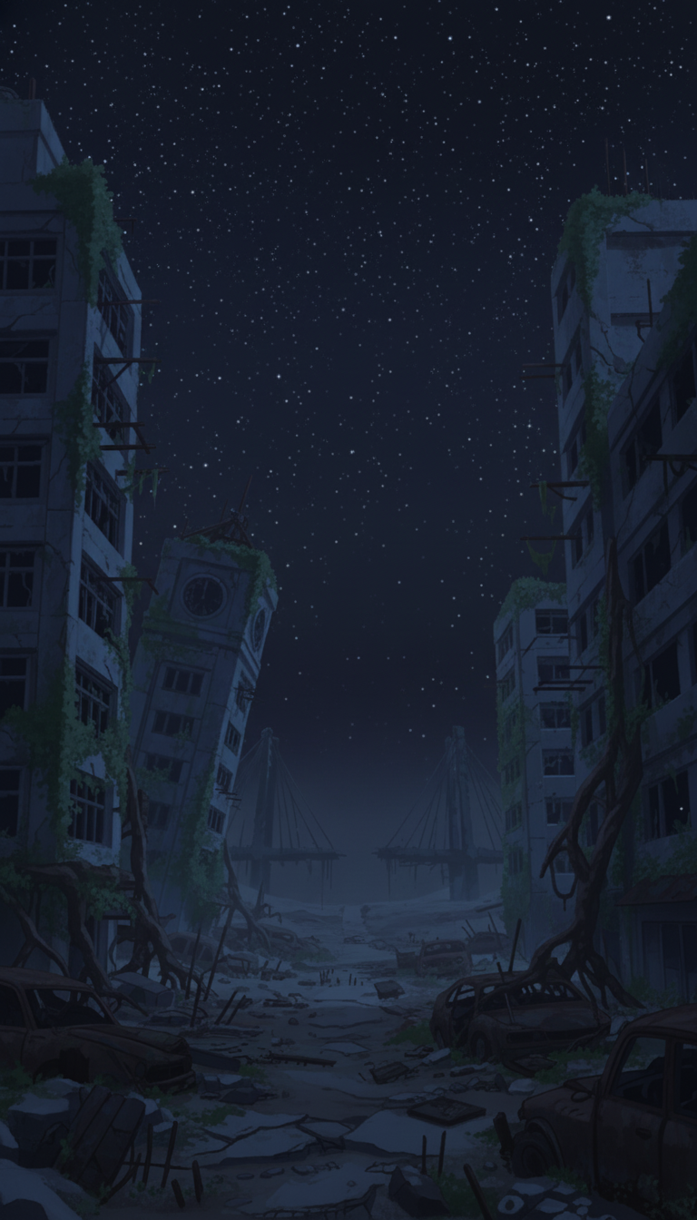 【無料配布】廃墟の背景イラスト/縦長— copainter ユーザーは商用可・無償で利用可