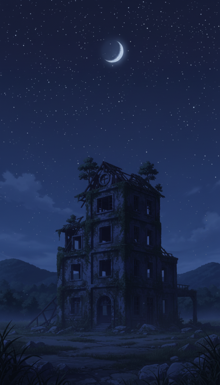 【無料配布】廃墟の背景イラスト/縦長— copainter ユーザーは商用可・無償で利用可