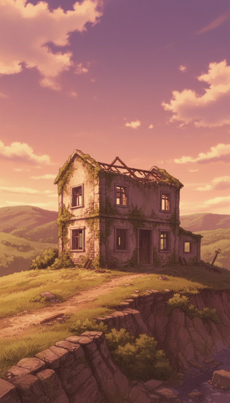 【無料配布】廃墟の背景イラスト/縦長— copainter ユーザーは商用可・無償で利用可