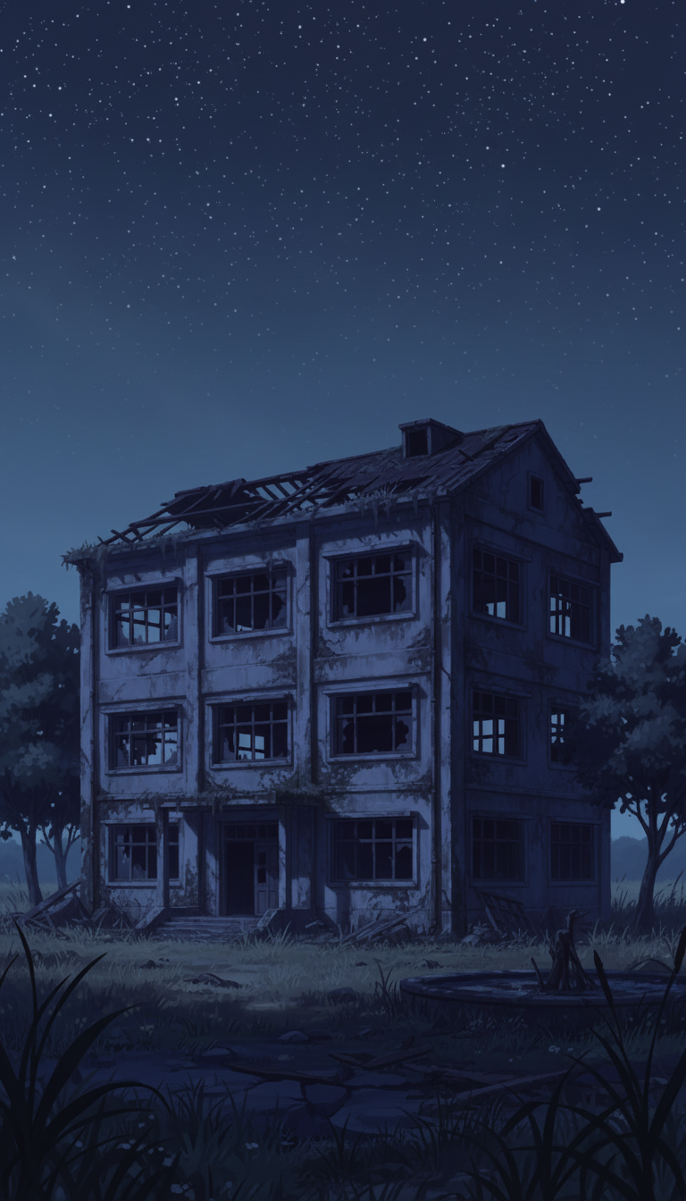 【無料配布】廃墟の背景イラスト/縦長— copainter ユーザーは商用可・無償で利用可