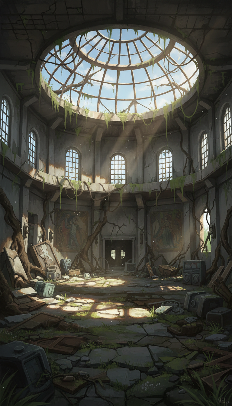 【無料配布】廃墟の背景イラスト/縦長— copainter ユーザーは商用可・無償で利用可