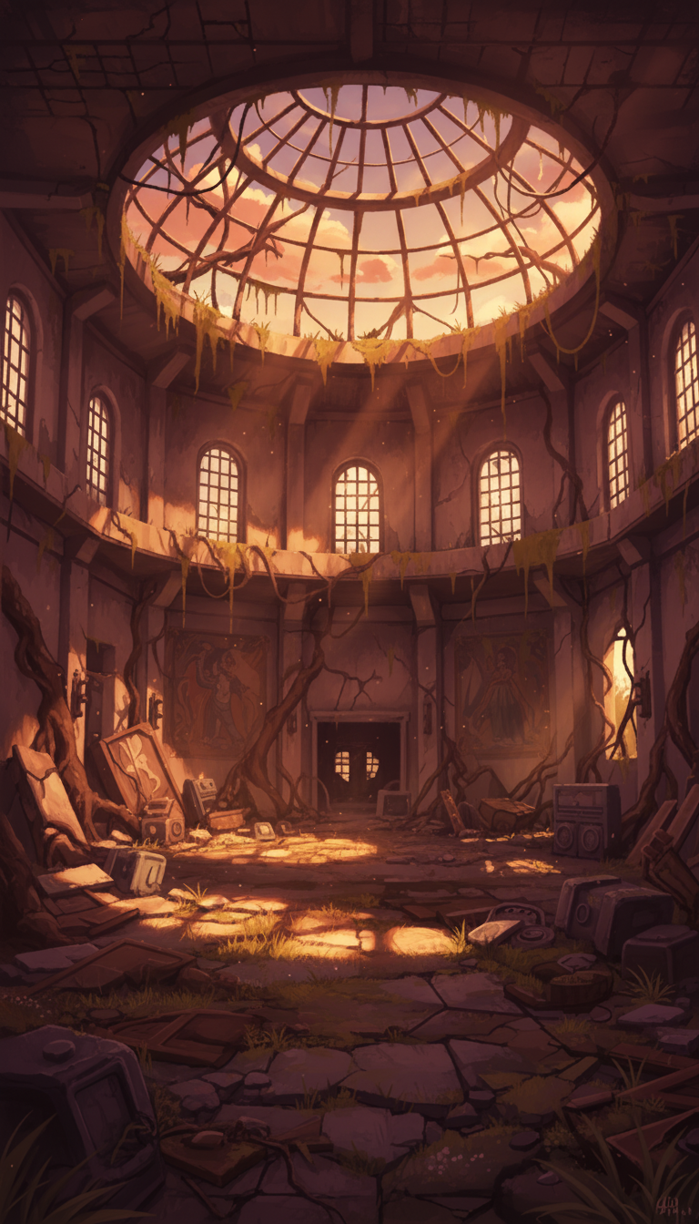 【無料配布】廃墟の背景イラスト/縦長— copainter ユーザーは商用可・無償で利用可