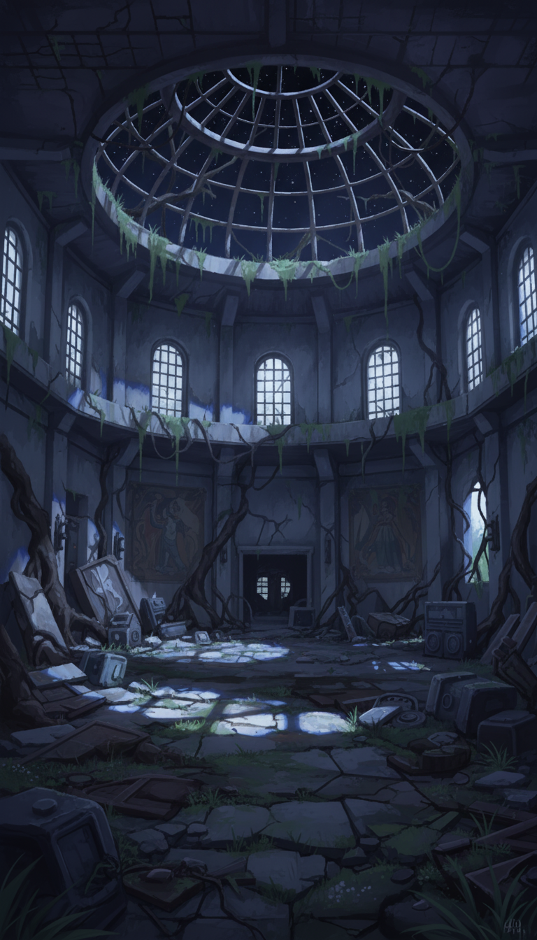 【無料配布】廃墟の背景イラスト/縦長— copainter ユーザーは商用可・無償で利用可