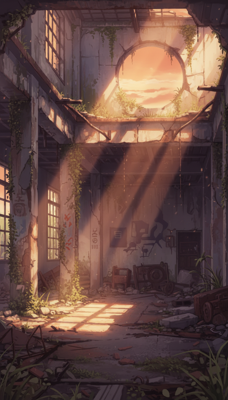 【無料配布】廃墟の背景イラスト/縦長— copainter ユーザーは商用可・無償で利用可