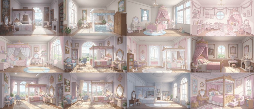 【無料配布】かわいいプリンセスの部屋の背景イラスト(横長/16:9)— copainter ユーザーは商用可・無償で利用可