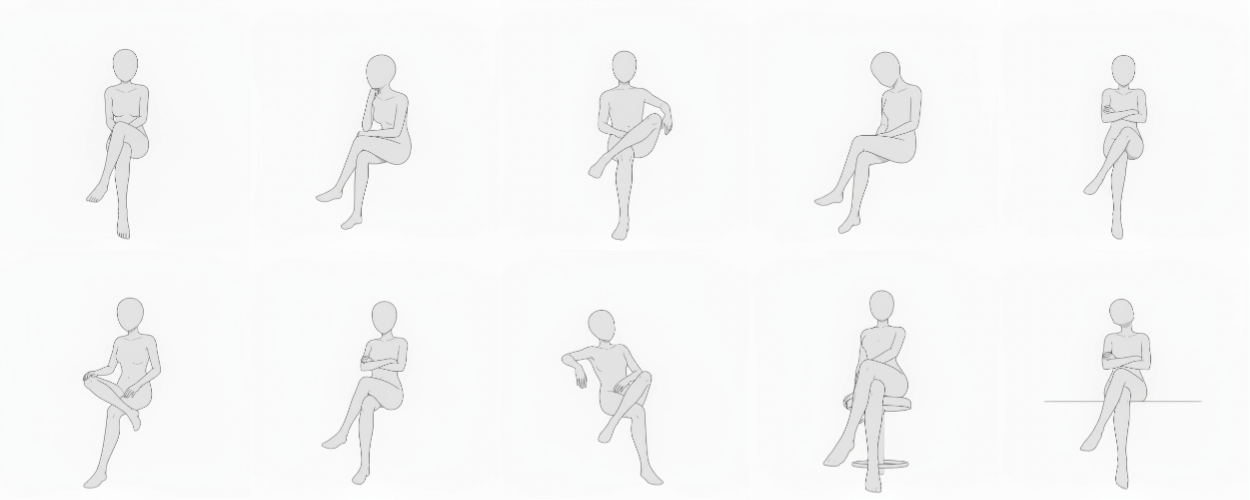 [Free Download] Pose Pack: Women Crossing Their Legs — copainter users can use it free of charge, including for commercial use.