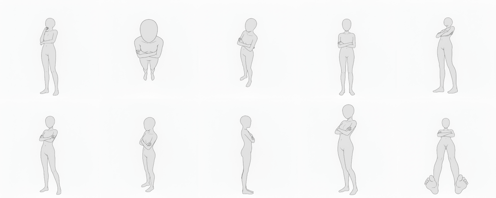 [Free Download] Female Arms-Crossed Pose Set — Free for Commercial Use by copainter Users