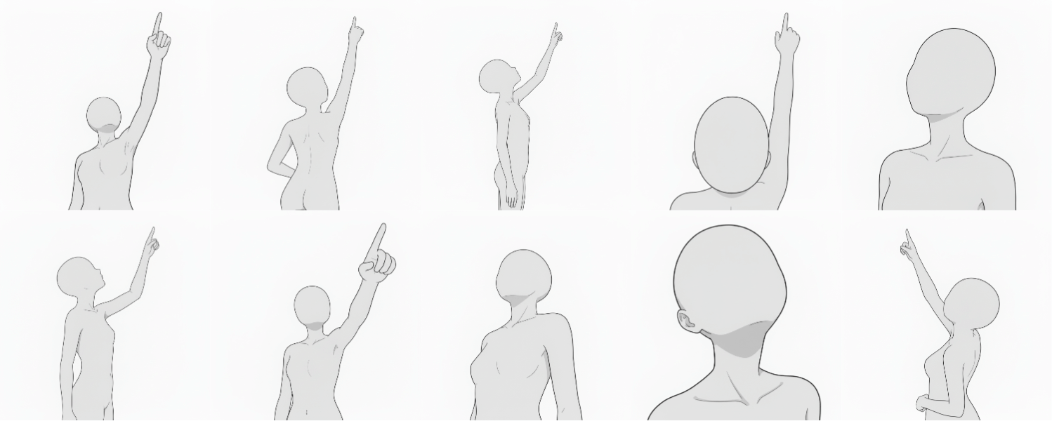 [Free Download] Female Looking Up Pose Set — Free for Commercial Use by copainter Users