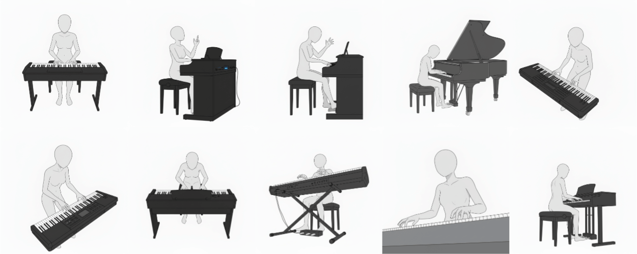 [Free Download] Woman Playing the Piano Pose Collection — copainter users may use it commercially and free of charge