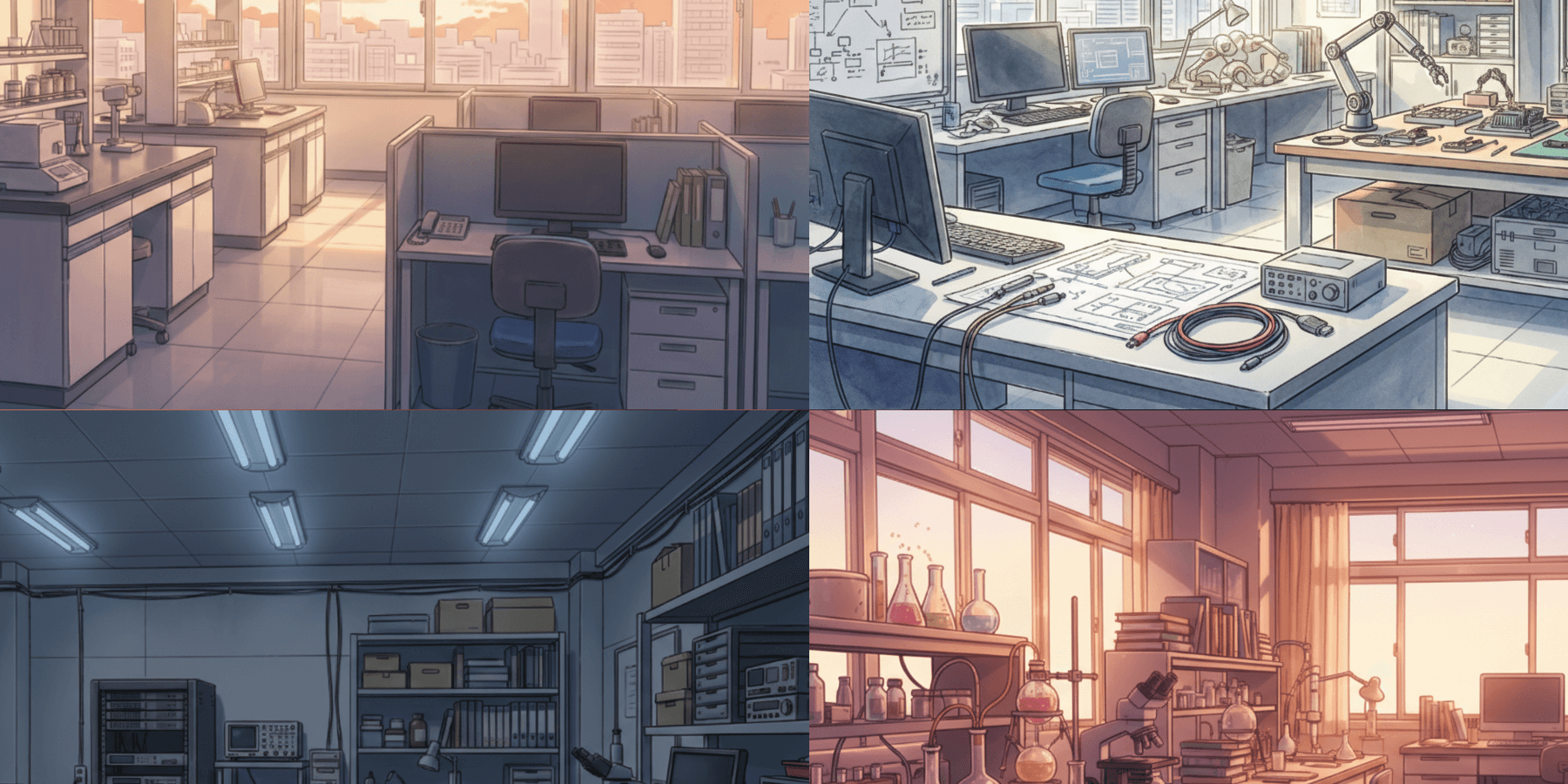 [Free Download] Laboratory Background Illustration (Landscape) — Free for Copainter users, commercial use permitted.