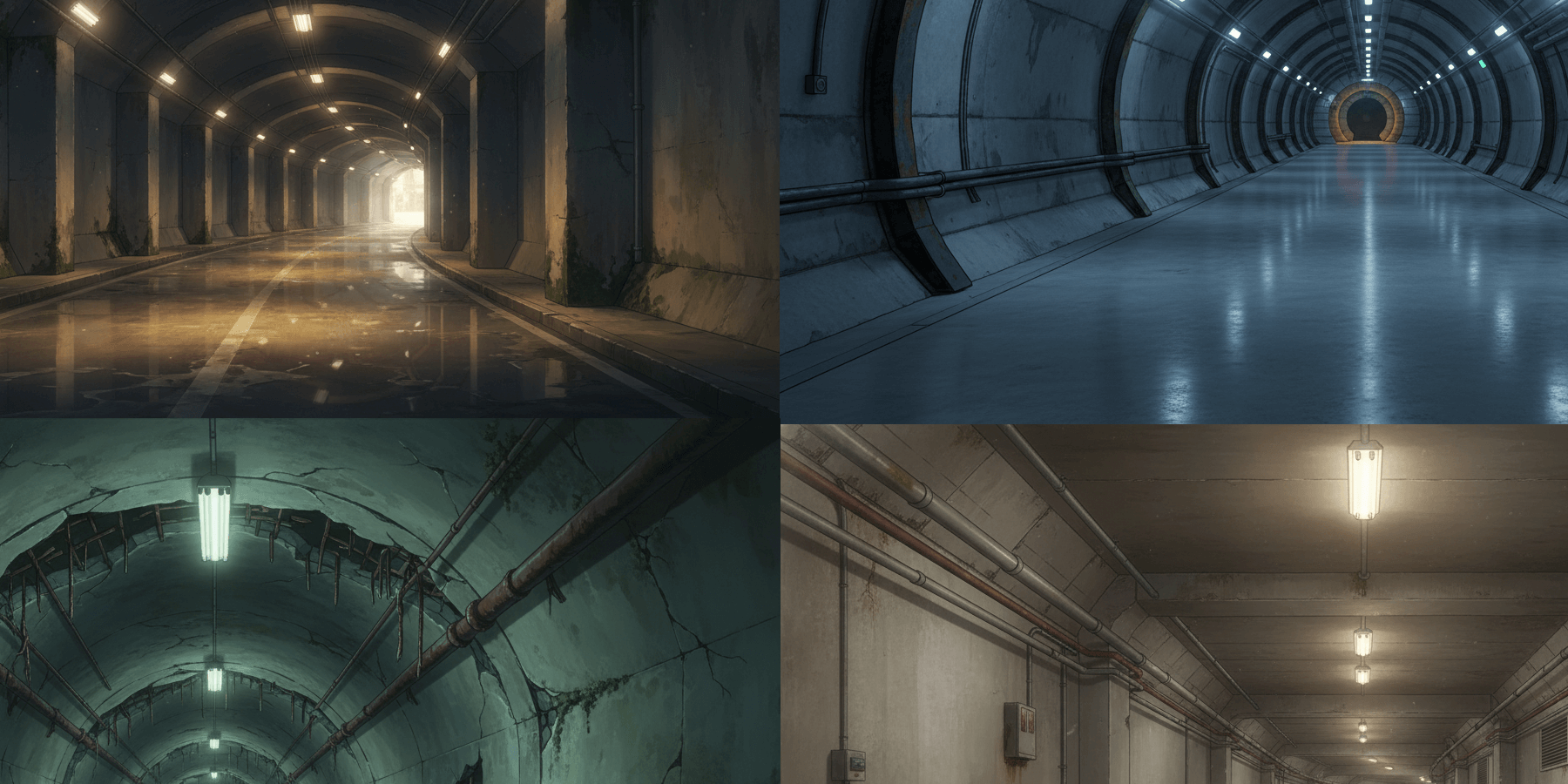 【無料配布】地下通路の背景イラスト/横長— copainter ユーザーは商用可・無償で利用可