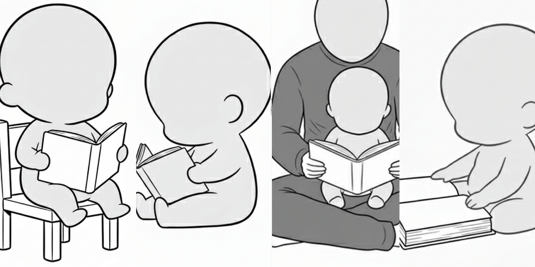 [Free Download] Kids Reading a Book Pose Collection — Free for copainter Users, Commercial Use Allowed