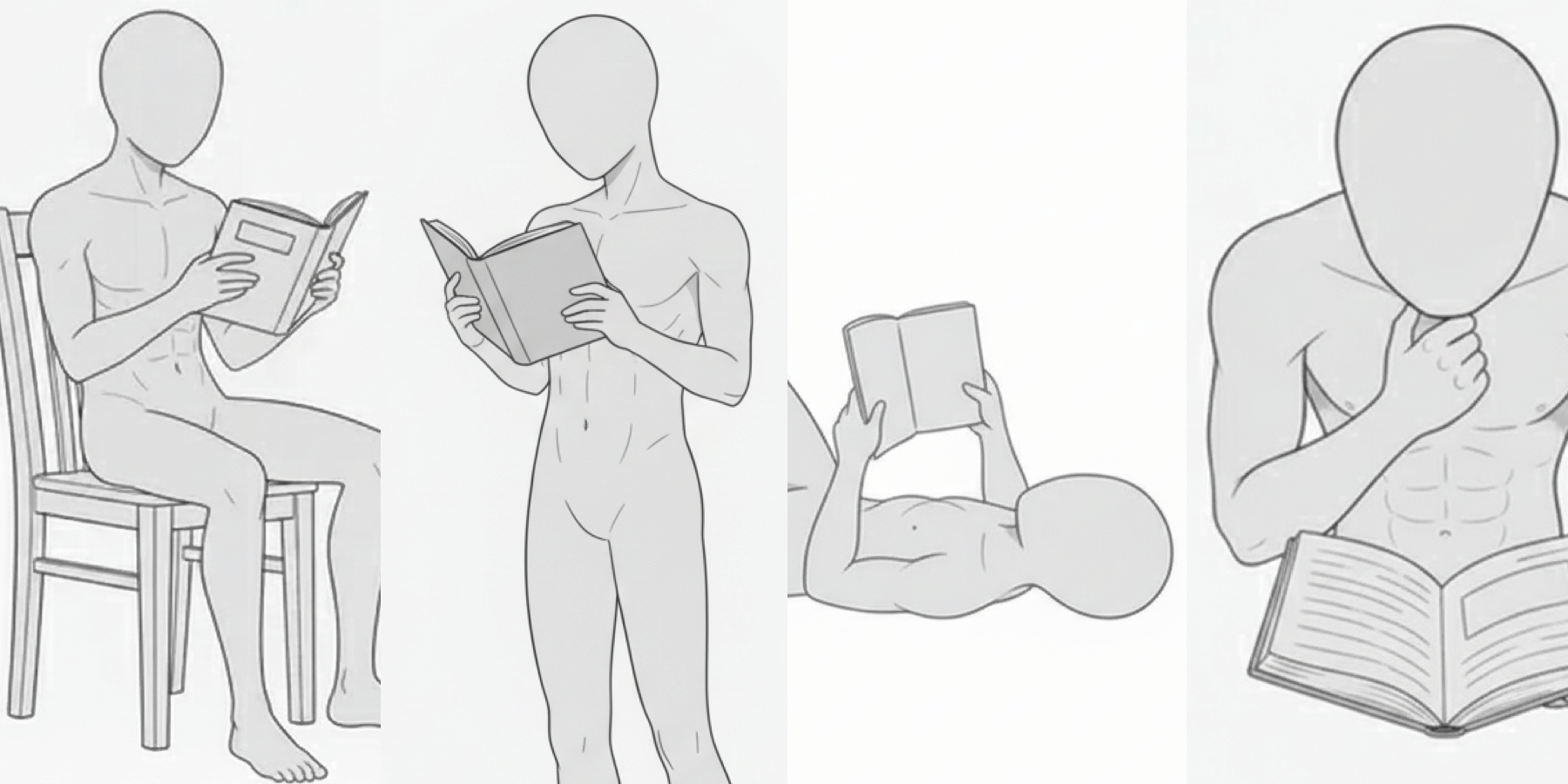 [Free] Male Reading Poses Collection — Free Commercial Use for copainter Users