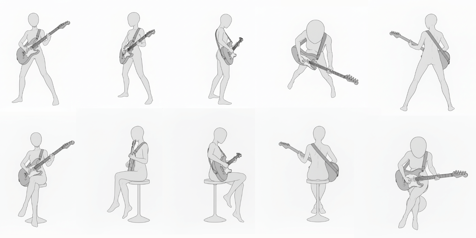 [Free Download] Pose Pack: Women Playing Guitar — copainter users can use it free of charge, including for commercial use.