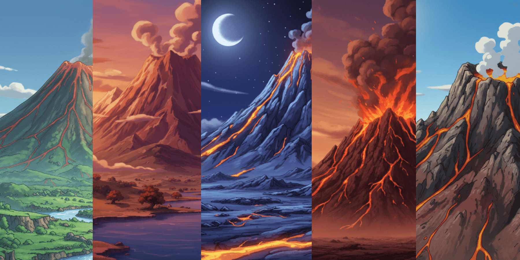 【無料配布】火山の背景イラスト/横長— copainter ユーザーは商用可・無償で利用可