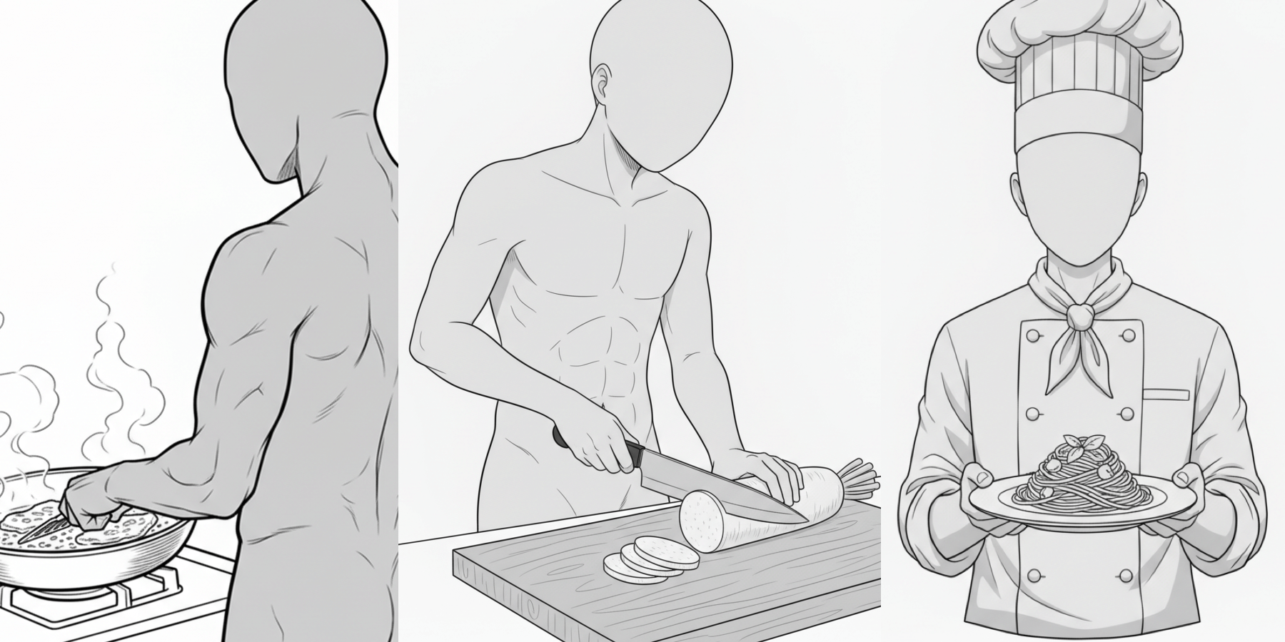 【Free Download】Pose Reference Pack: Men Cooking — Copainter Users: Free to Use, Commercial Use Allowed