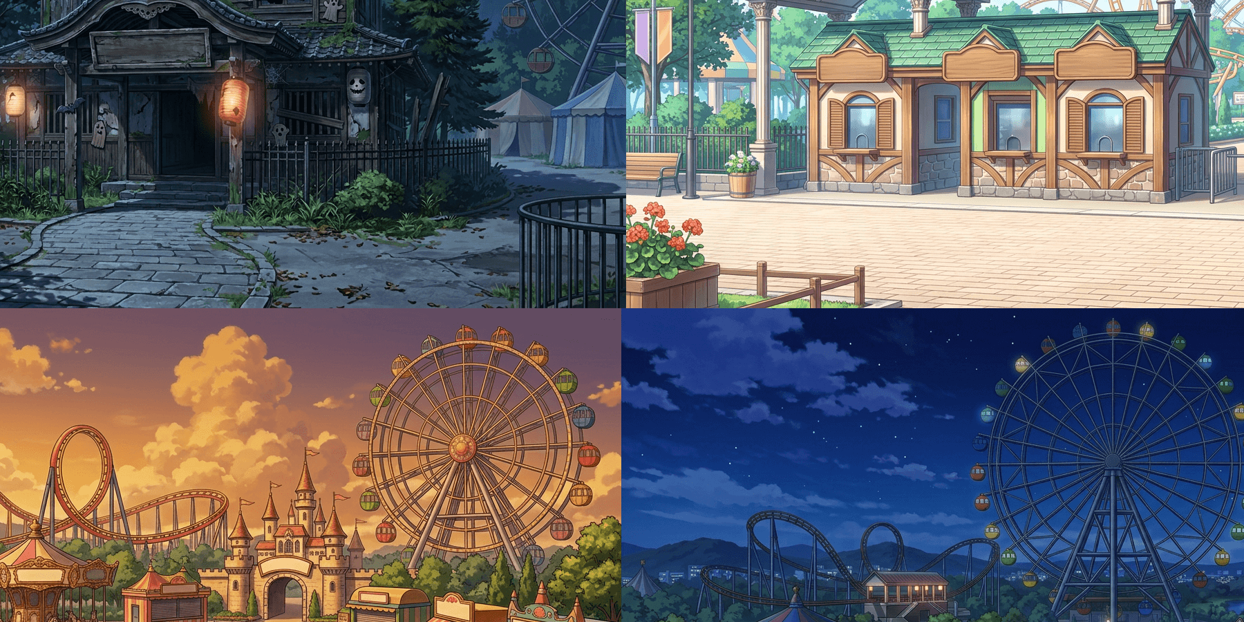 [Free Download] Amusement Park Background Illustrations (Landscape) — Free for Copainter Users, with Commercial Use Allowed