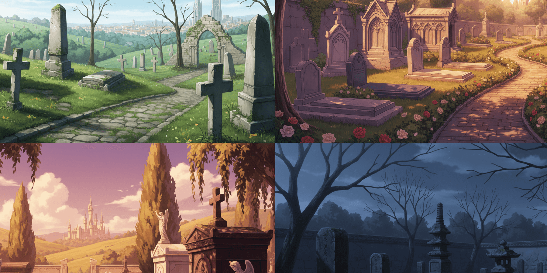 【Free Download】Cemetery Background Illustration (Wide Format) — Copainter Users: Free to Use, Commercial Use Allowed