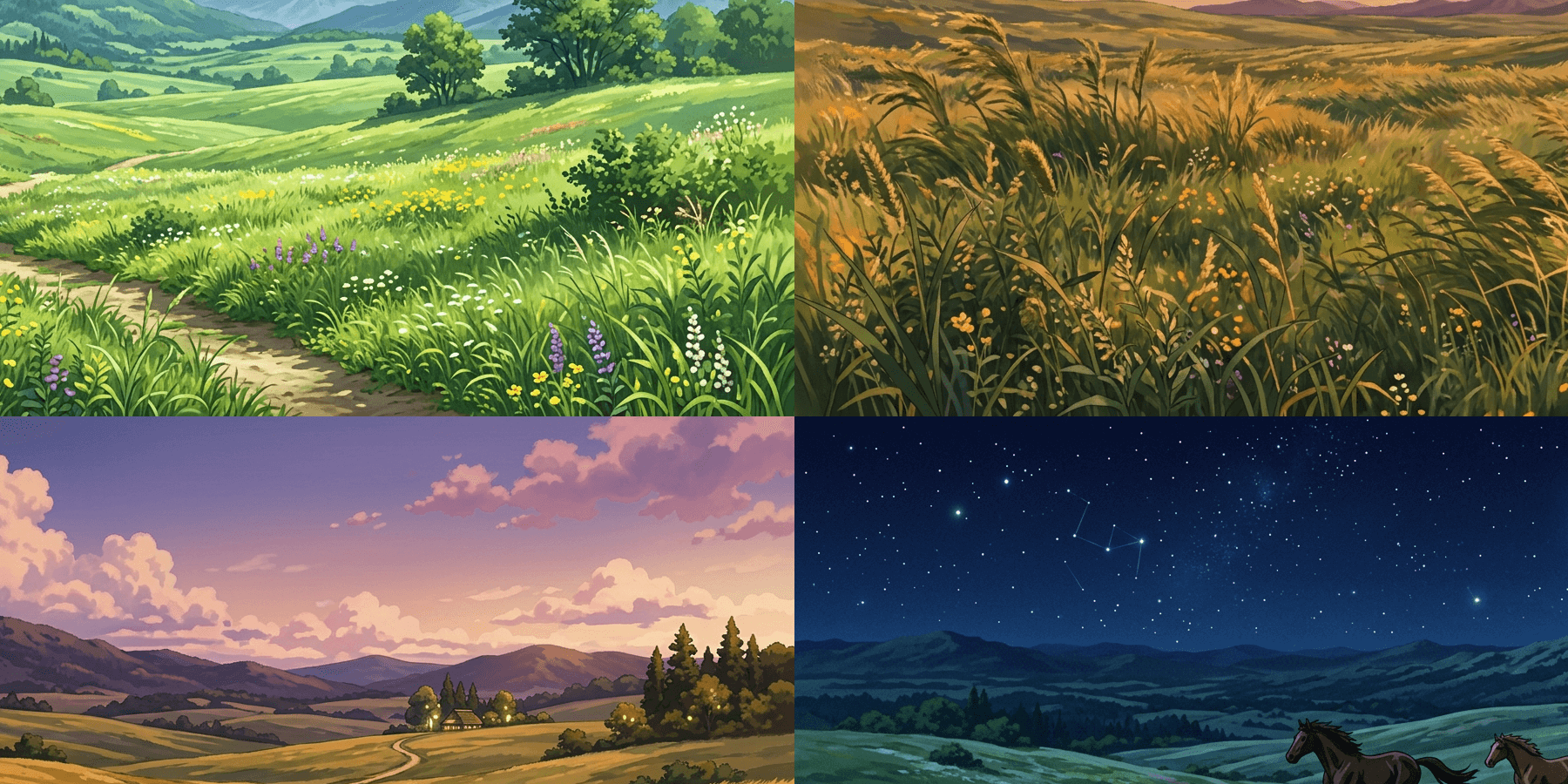 [Free Download] Grassland Background Illustrations / Landscape Format — Free for Copainter Users, Including Commercial Use