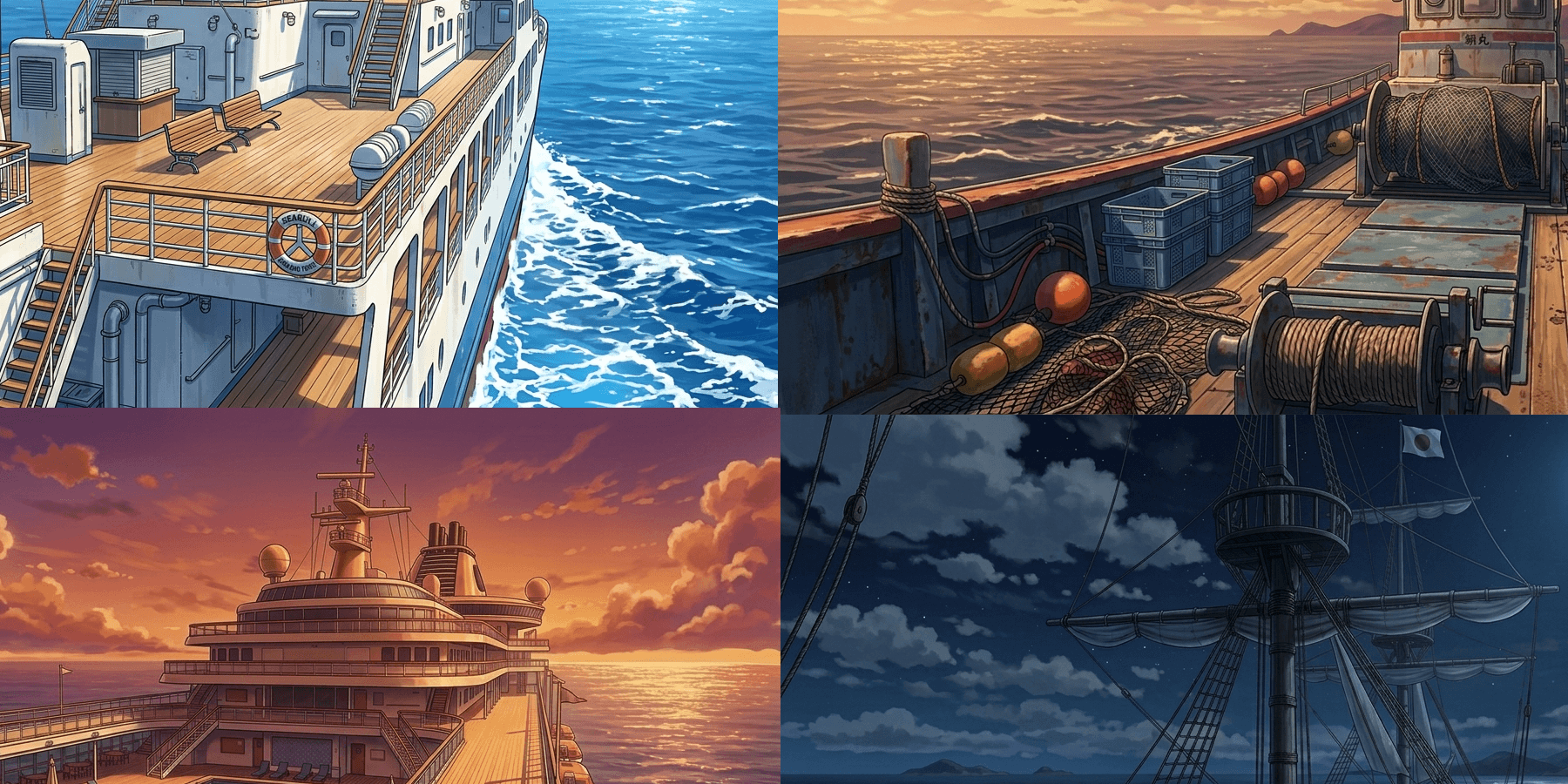 【無料配布】船上の背景イラスト/横長— copainter ユーザーは商用可・無償で利用可
