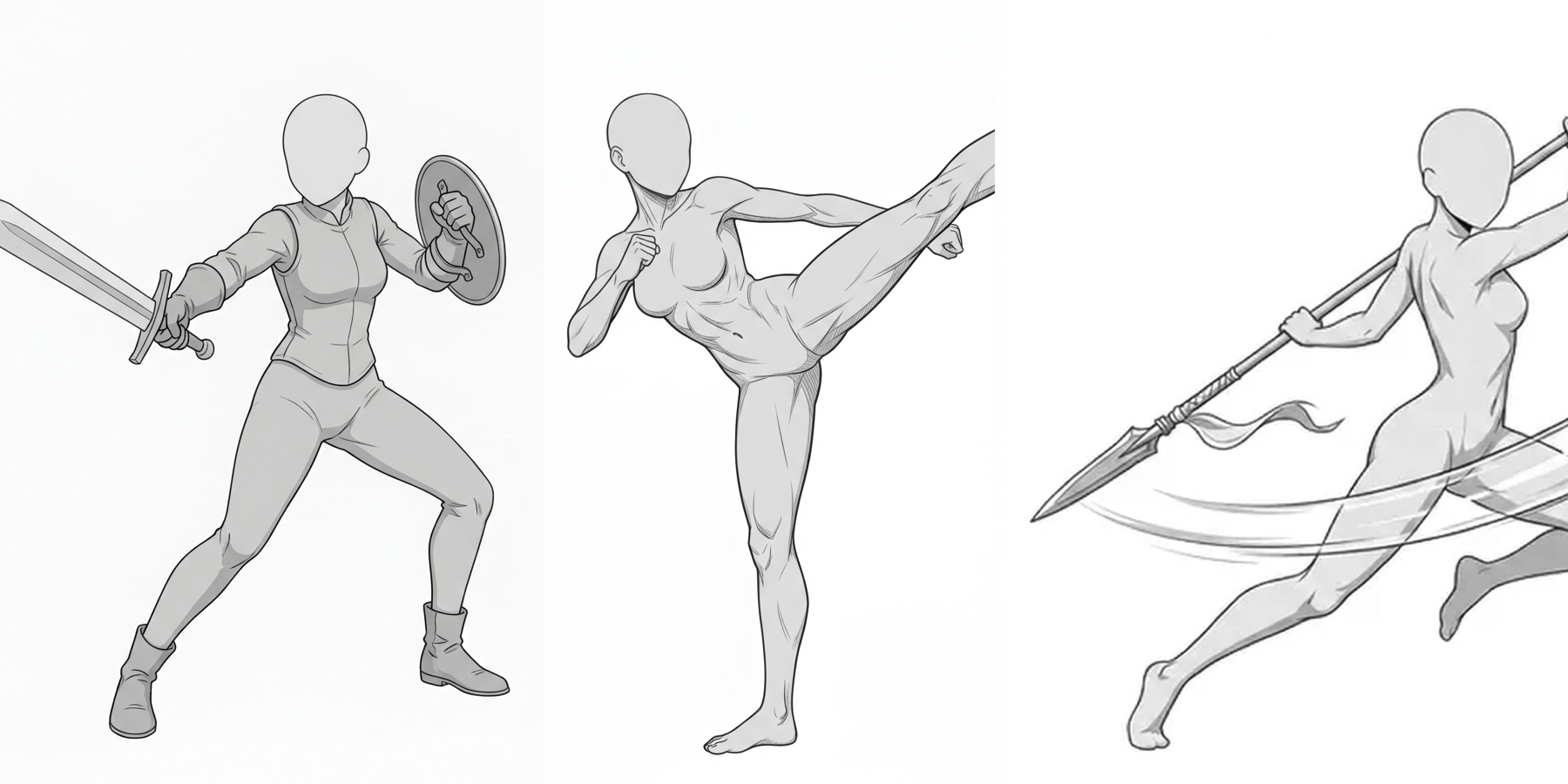 [Free Download] Female Battle Pose Collection — Free for Copainter Users, Including Commercial Use