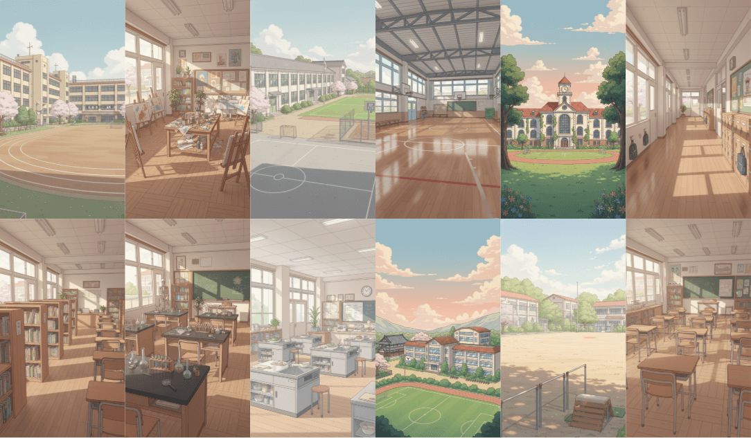 【無料配布】学校の背景イラスト/縦長— copainter ユーザーは商用可・無償で利用可