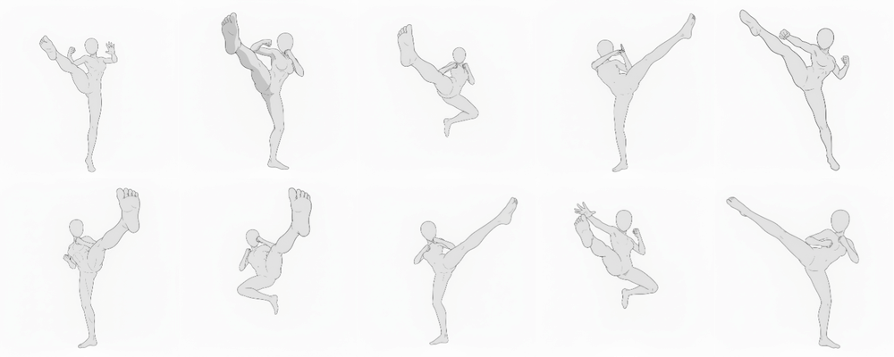 [Free Download] Female Kicking Pose Set — Free for Commercial Use by copainter Users