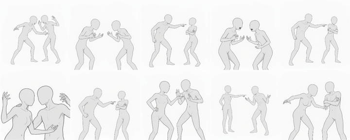 [Free Download] Male & Female Fighting Pose Set — Free for Commercial Use by copainter Users