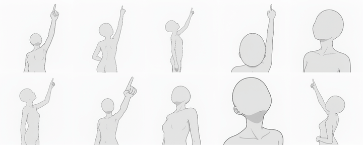 [Free Download] Female Looking Up Pose Set — Free for Commercial Use by copainter Users