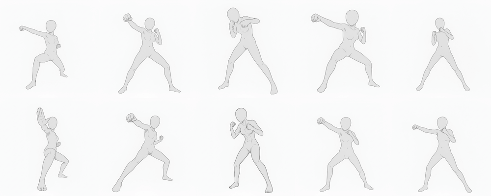 [Free Download] Female Punching Pose Set — Free for Commercial Use by copainter Users