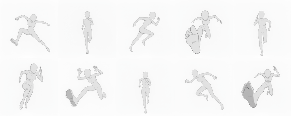 [Free Download] Female Running Pose Set — Free for Commercial Use by copainter Users