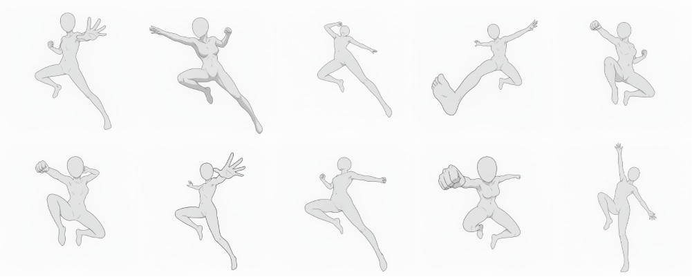 [Free Download] Female Jumping Pose Set — Free for Commercial Use by copainter Users