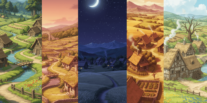 [Free] Fantasy Village Background Illustration (Vertical) — Free Commercial Use for copainter Users