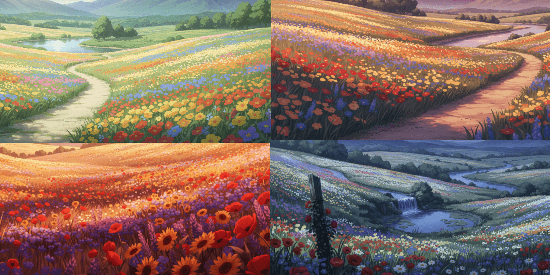 [Free Download] Flower Field Background Illustration (Landscape) — copainter users can use it for free, including commercial use.