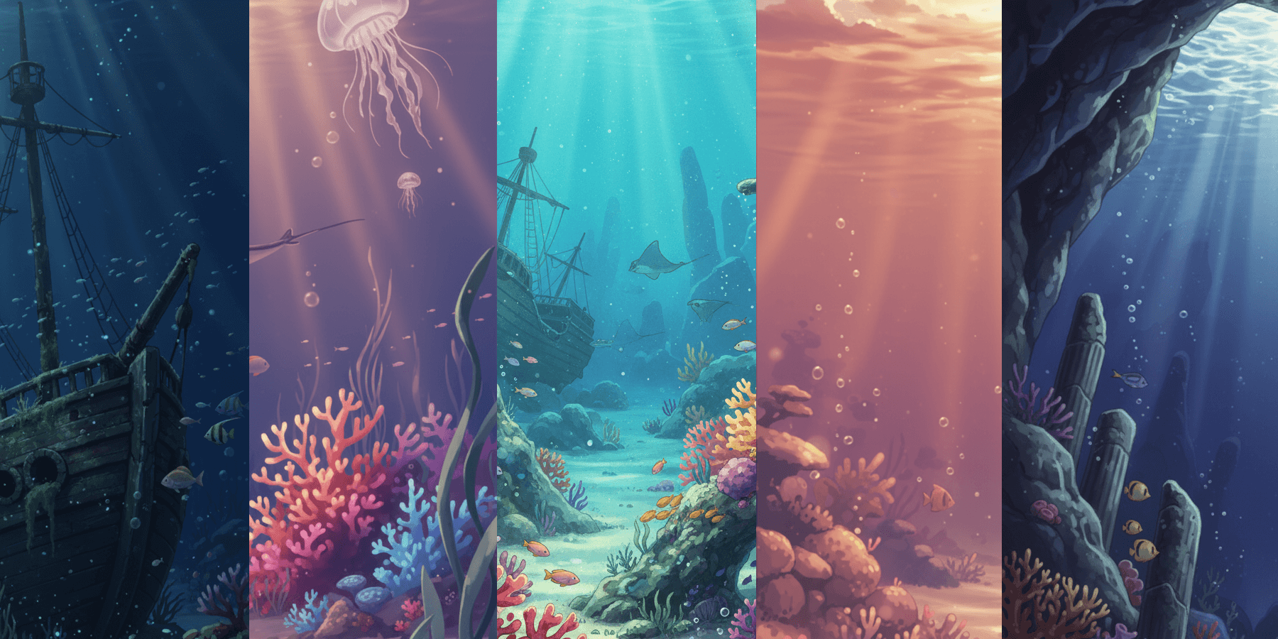 [Free Download] Underwater Background Illustrations (Portrait) — Commercial Use Allowed (Free) for copainter Users