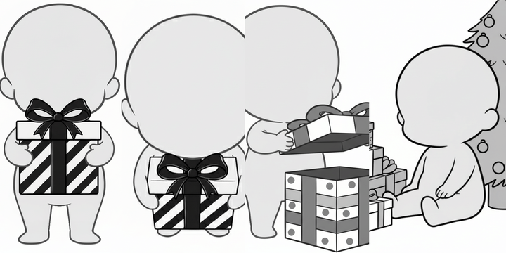 [Free Download] Child Holding a Present Pose Pack — Commercial Use Allowed (Free) for copainter Users