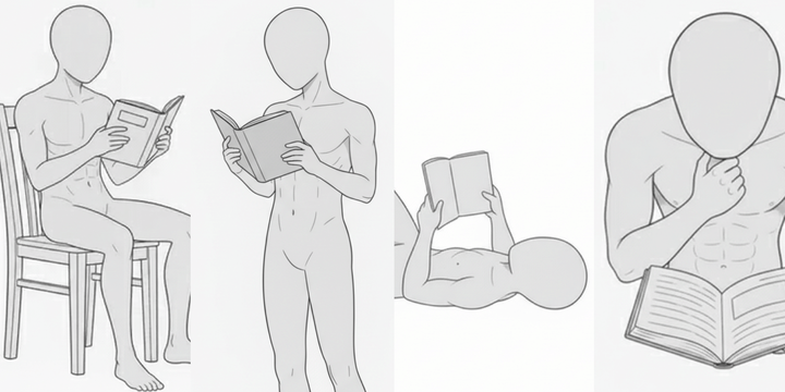 [Free] Male Reading Poses Collection — Free Commercial Use for copainter Users
