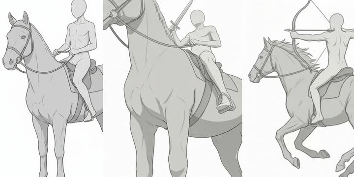 [Free Download] Men Riding a Horse Pose Collection — Free for copainter Users, Commercial Use Allowed