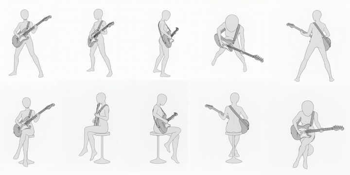 [Free Download] Pose Pack: Women Playing Guitar — copainter users can use it free of charge, including for commercial use.