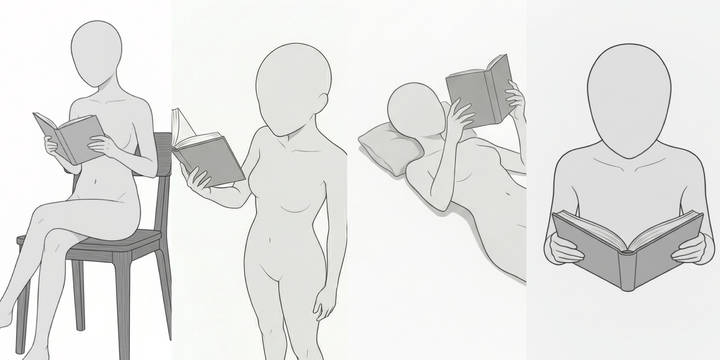 [Free] Female Reading Poses Collection — Free Commercial Use for copainter Users