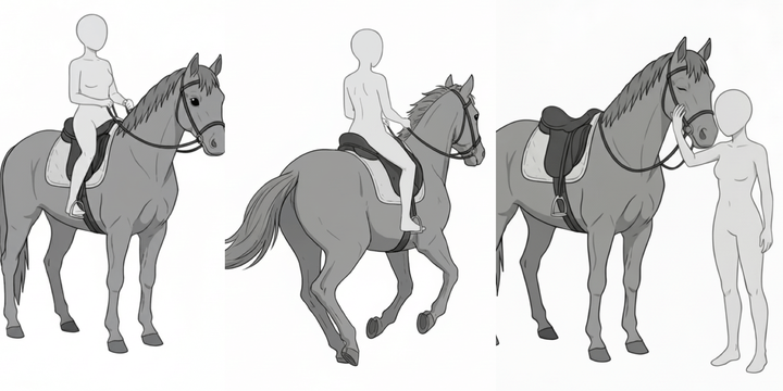 [Free Download] Women Riding a Horse Pose Collection — Free for copainter Users, Commercial Use Allowed