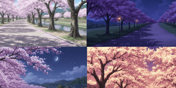 【Free Download】Cherry Blossom-Lined Street Background Illustration (Wide Format) — Copainter Users: Free to Use, Commercial Use Allowed