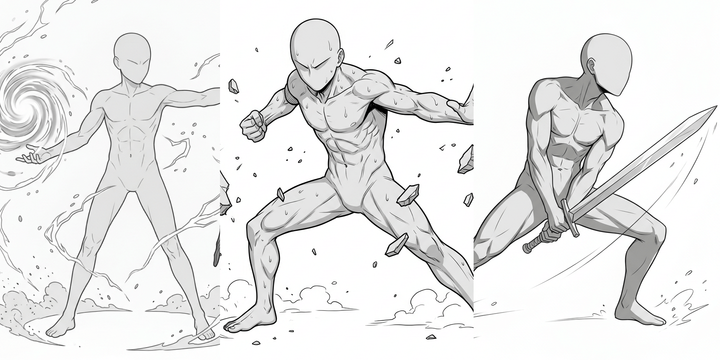 [Free Download] Male Battle Pose Collection — Free for Copainter Users, Including Commercial Use