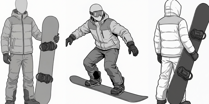 【Free Download】Pose Reference Pack: Men Snowboarding — Copainter Users: Free to Use, Commercial Use Allowed